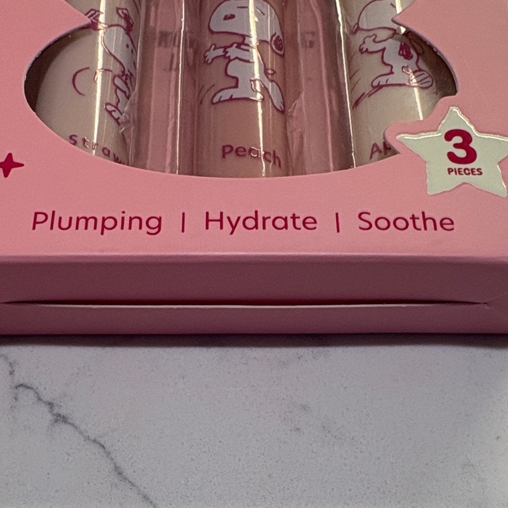 Peanuts x Celavi Smoothing Lip Oil Set - Strawberry, Peach, Vanilla - Picture 3 of 6